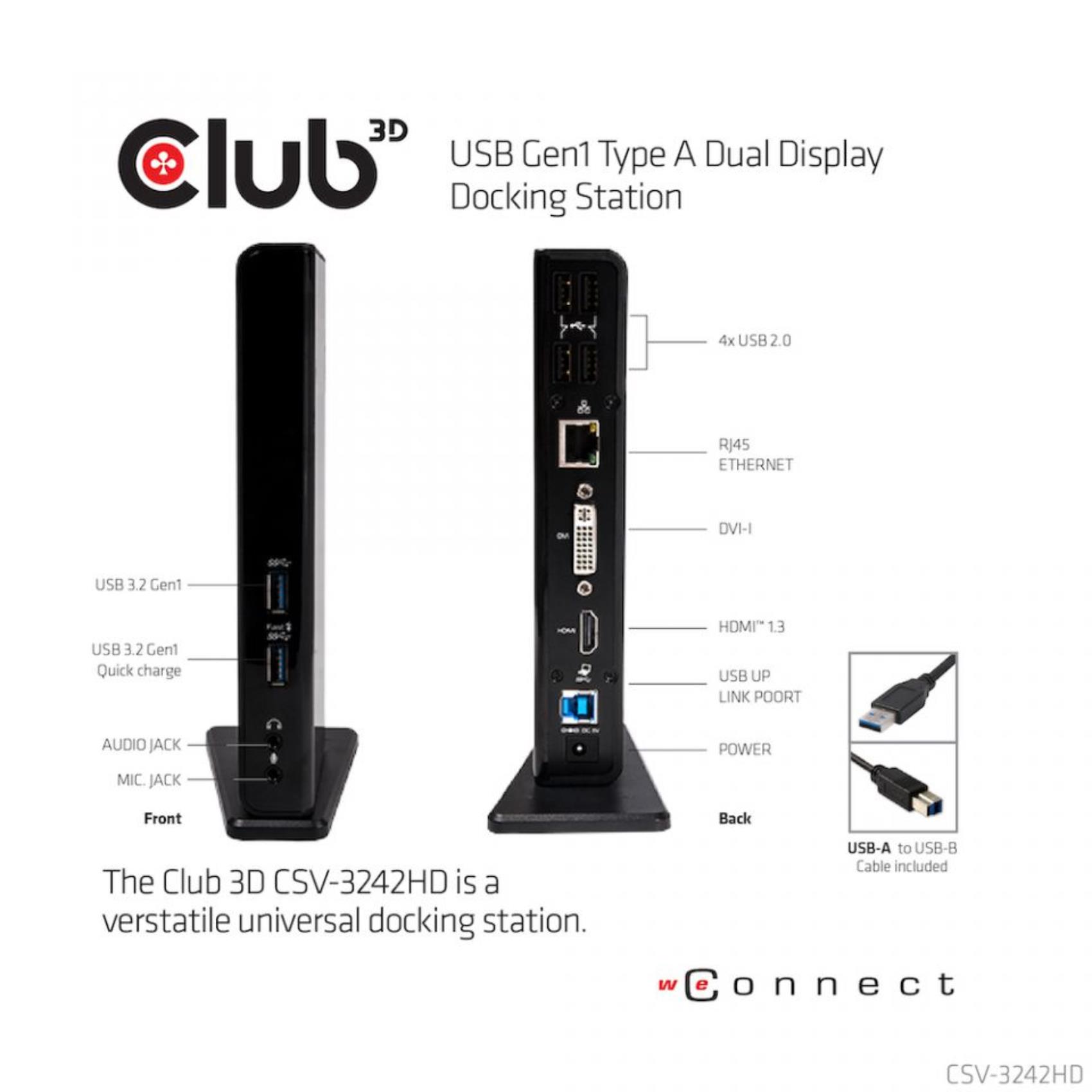 Docking Station Club3D USB Gen1 Dual Display per Notebook - immagine 3