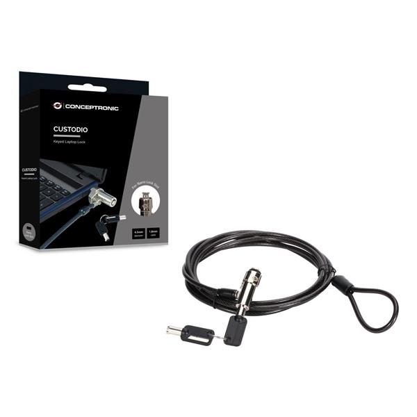 Cavo di Sicurezza per Notebook Conceptronic con Chiave Nano 1,8m Acciaio - SKU: CUSTODIO02BNM - Immagine 5