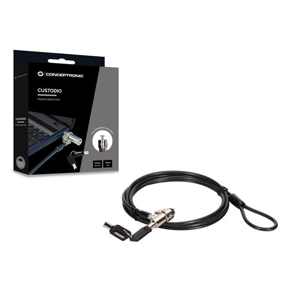 Cavo di Sicurezza Conceptronic a Chiave per Notebook 1,8m Acciaio - SKU: CUSTODIO02BSM - Immagine 4