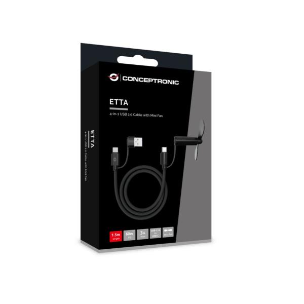 Cavo USB-C a USB-C Conceptronic 4-in-1 con Mini Ventola, 1,5m - SKU: ETTA11B15 - Immagine 8