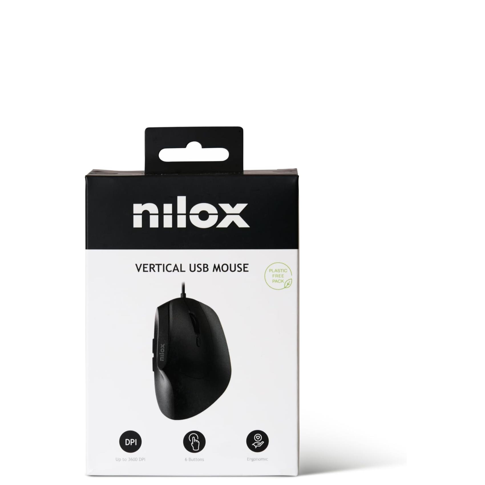 Mouse verticale Nilox Tech USB 3600 DPI ergonomico nero - immagine 2