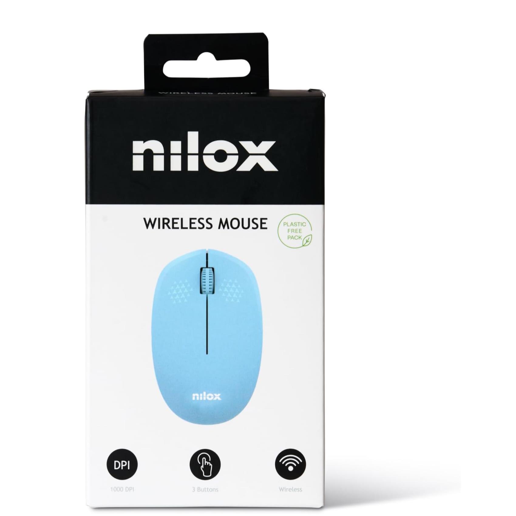 Mouse Wireless Nilox Tech 1000 DPI Azzurro - immagine 2