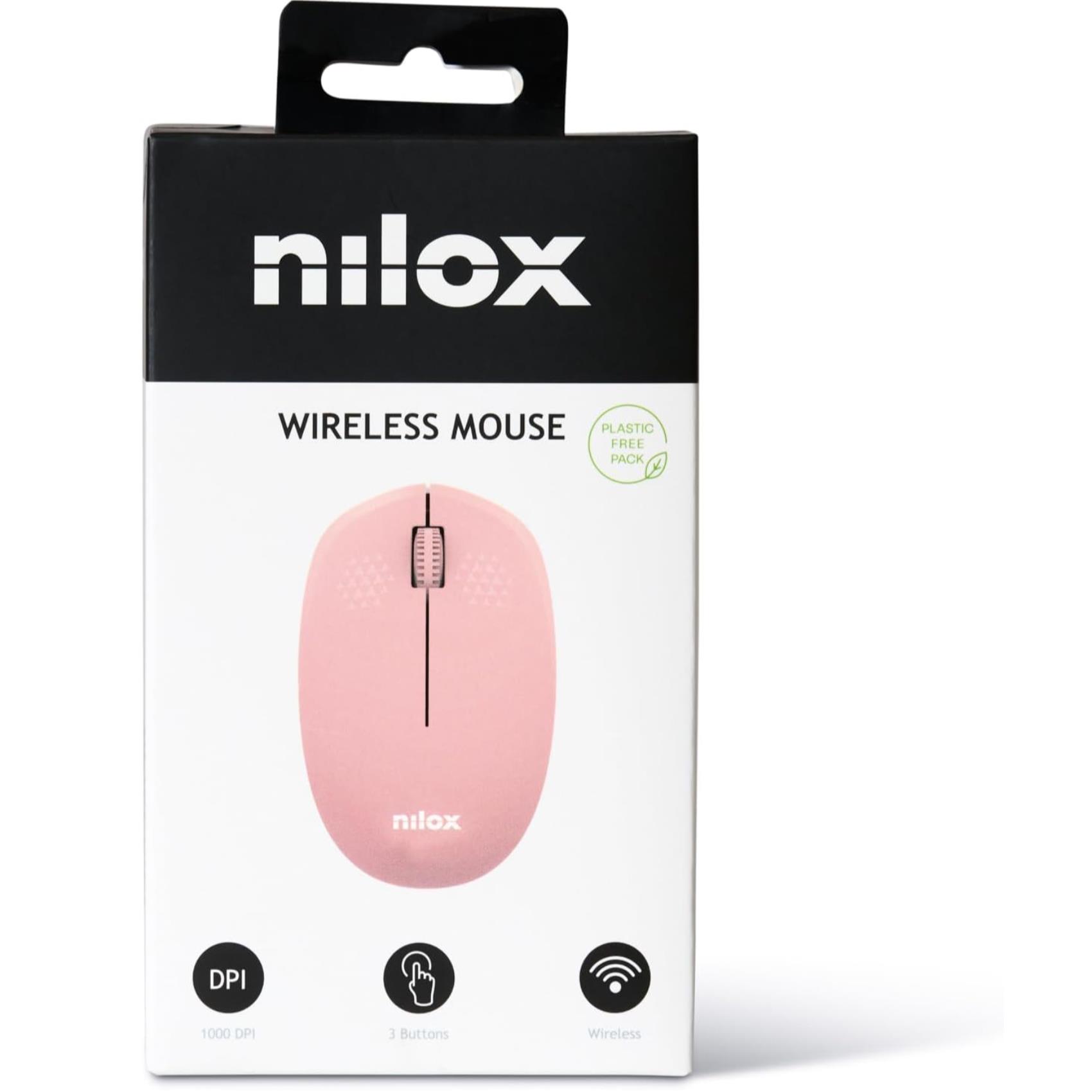 Mouse Wireless Nilox Tech 1000 DPI Rosa - immagine 2