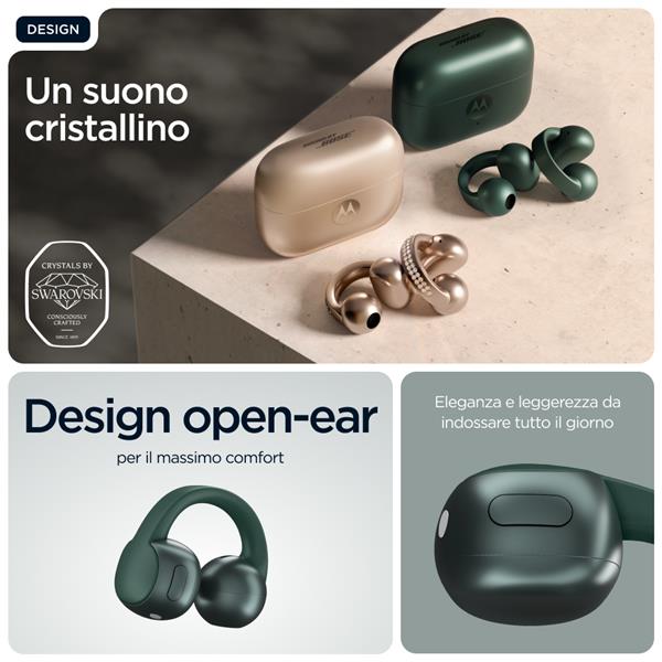 Auricolari Bluetooth Motorola Moto Buds Loop Green con Noise Canceling - immagine 4