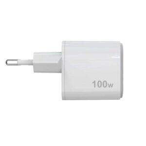 Celly UPTC2USBC100WWH - Caricabatteria da rete con doppia porta USB-C, tecnologia GaN, potenza massima 100 Watt [UPTC COLLECTION] - Caricabatterie