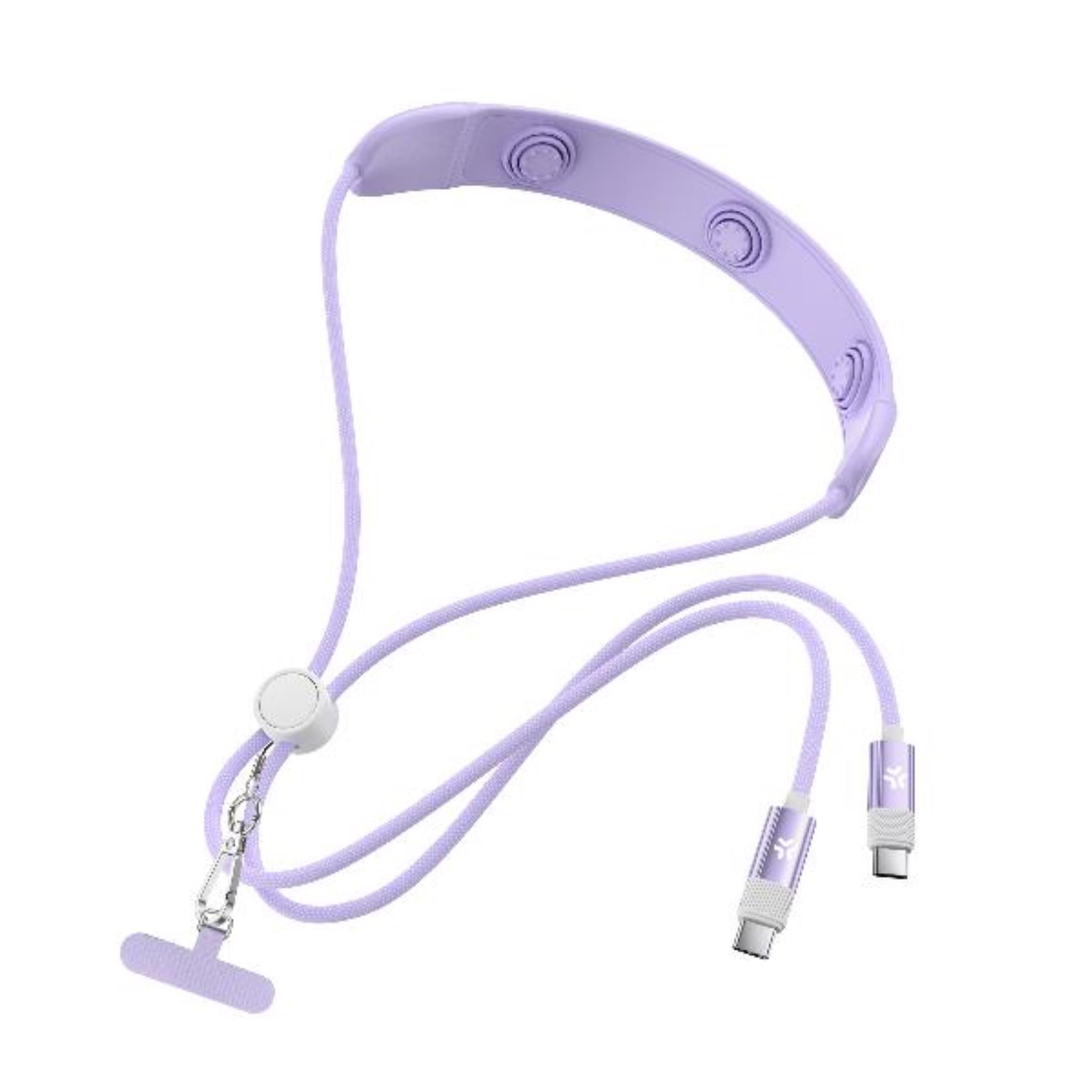 Cavo Celly 3-in-1 USB-C 60W Viola con Lanyard e Massaggio - immagine 2