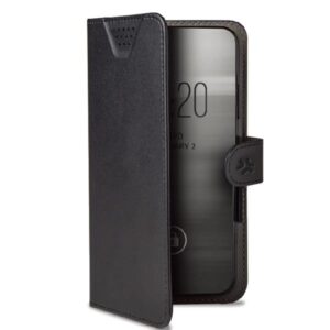 Celly WALLY ONE - Custodia universale a libro colore nero con fissaggio e sistema rotazione 360° compatibile con tutti gli smartphone da 6.0" a 6.9" - Custodie